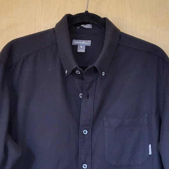 Eddie Bauer Button Down Flannel Shirt Black Size Large - Picture 5 of 10